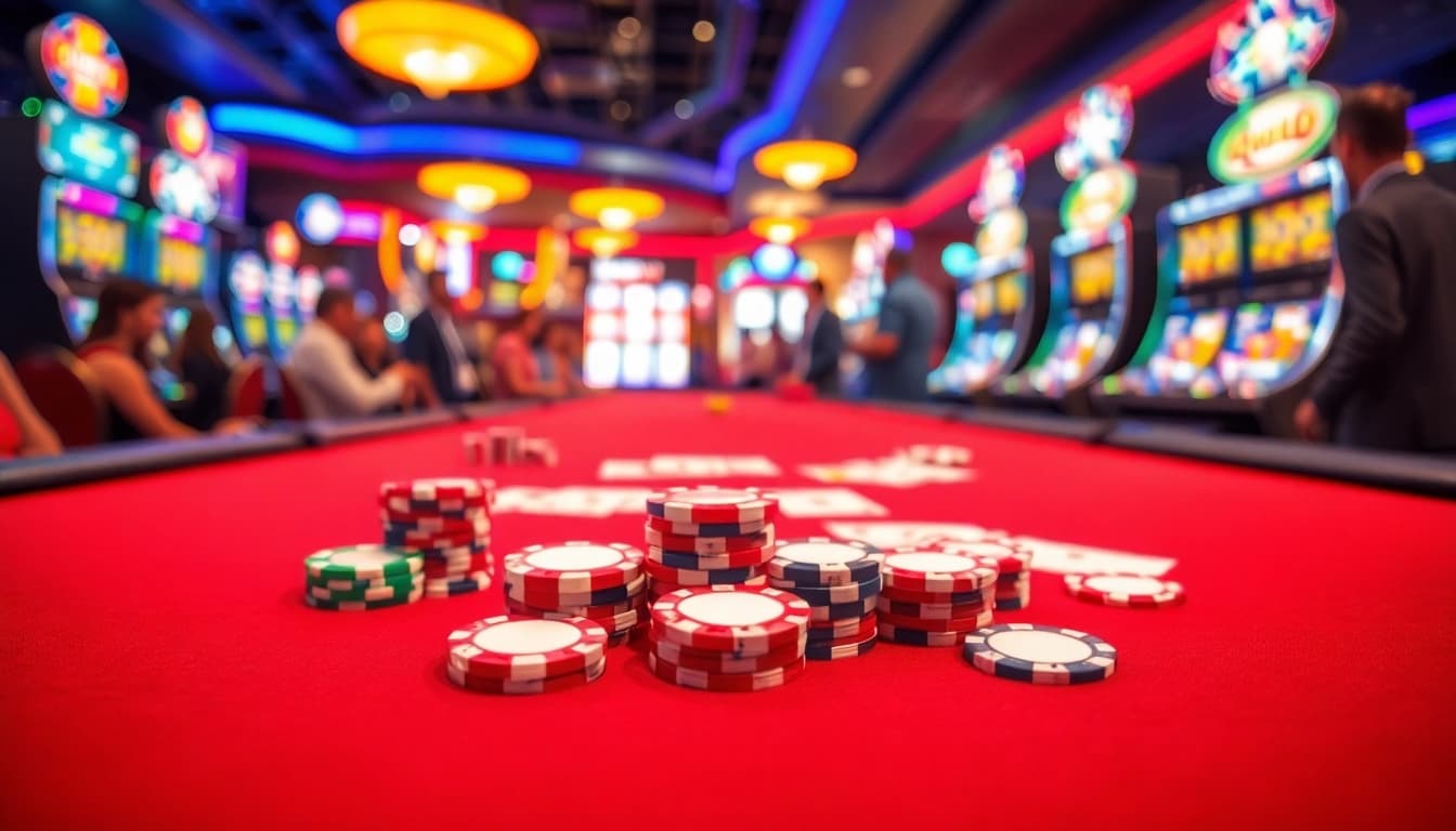 Engaging scene of Non Uk Casino gaming with vibrant chips and players in action.