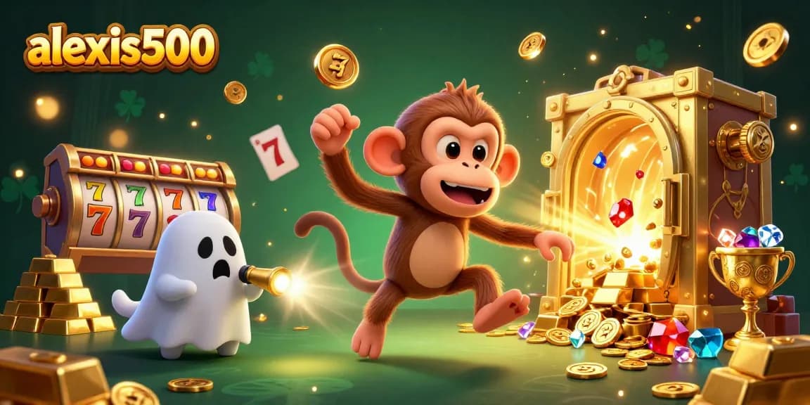 Win big while enjoying slots with alexis500's playful characters in a haunted casino scene.