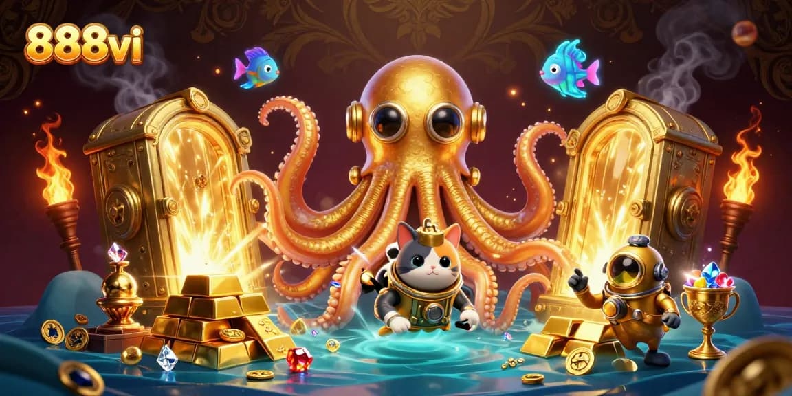 Engage with 888vi by exploring a vibrant 3D scene filled with treasure and adventure in a dynamic casino environment.
