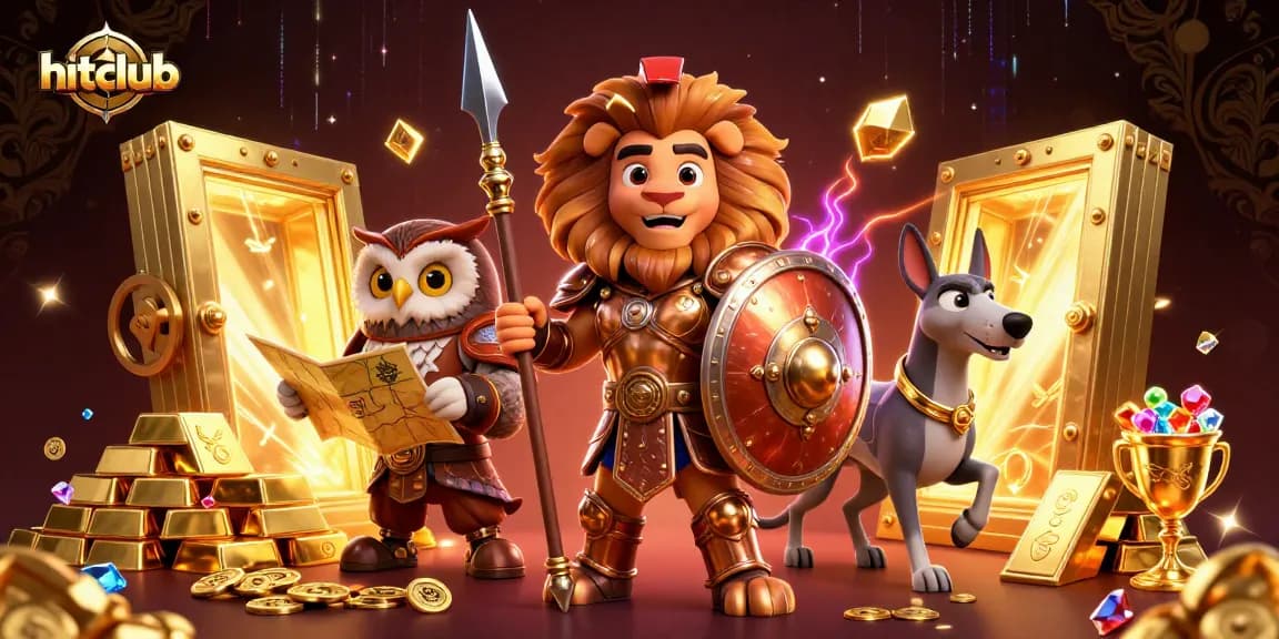 Join the excitement at hitclub with a dynamic 3D casino scene featuring treasure and animated characters.
