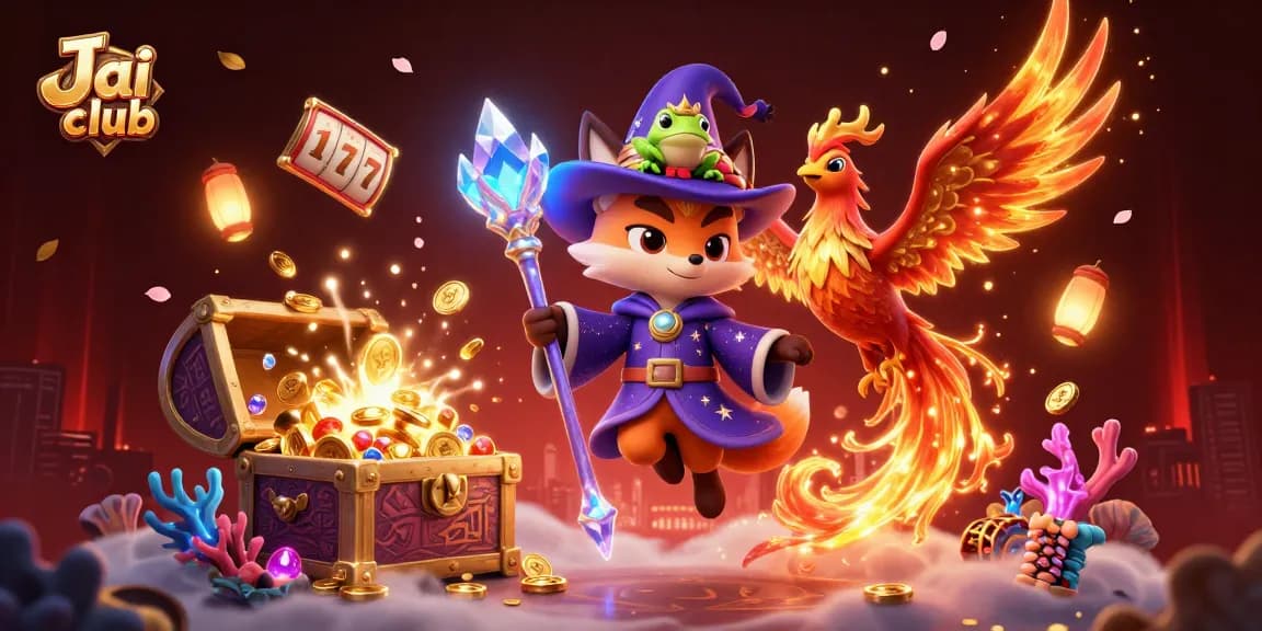 Engage with Jai club and experience thrilling slot action amidst a mystical casino scene.