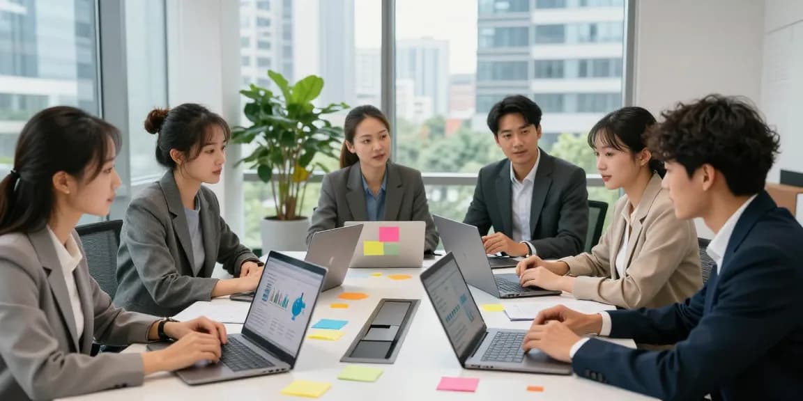 See more details on effective team collaboration in a vibrant office setting.