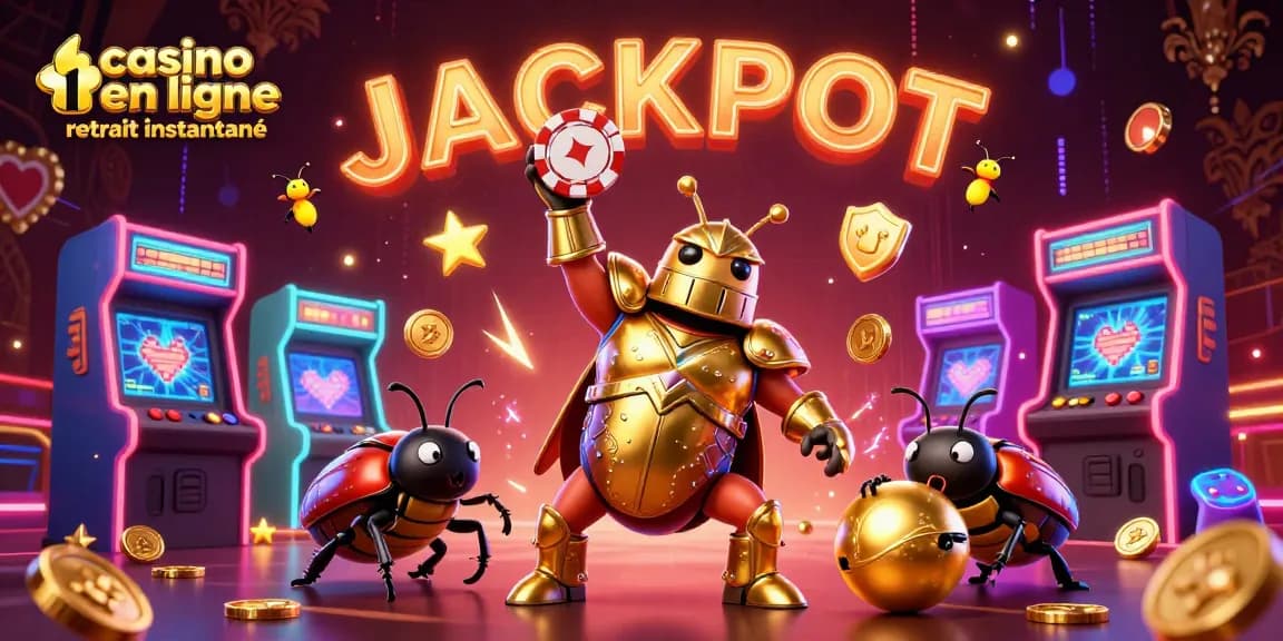 Révéler le jackpot avec le casino en ligne retrait instantané dans une scène dynamique et festive.