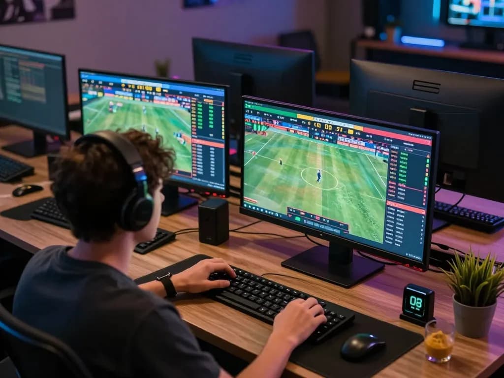 O8 user actively placing sports bets online in a modern gaming setup with live odds.