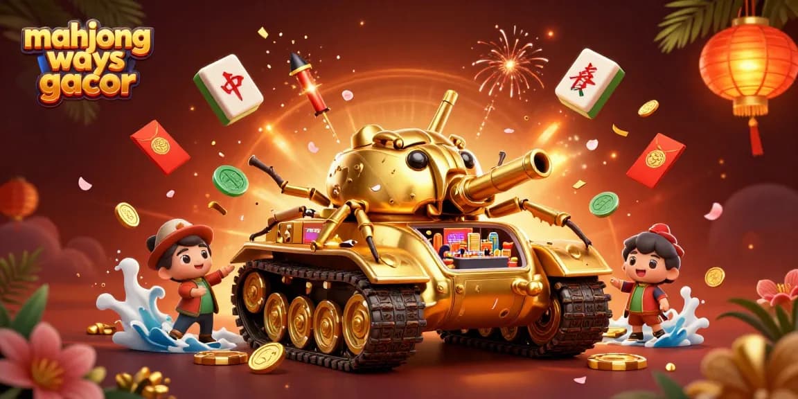 Spin to win with mahjong ways gacor in an animated 3D casino scene filled with colorful elements.