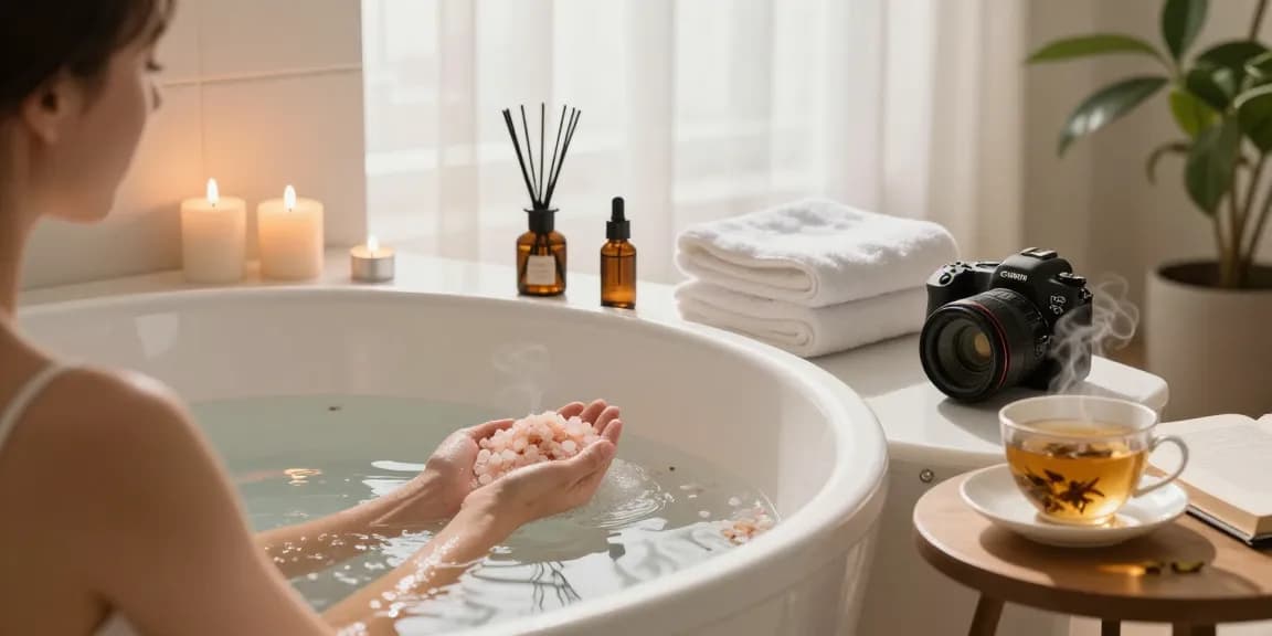 Buy Ivory Wave Ultra in a serene spa setting with bath salts and candles for relaxation.
