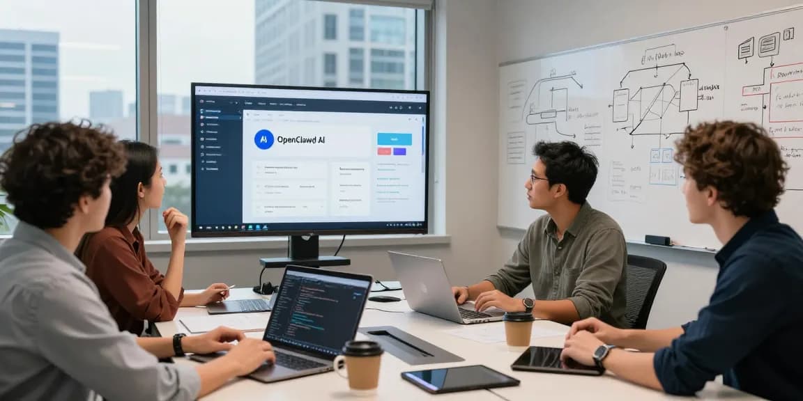 Team collaboration using OpenClawd AI to enhance productivity in modern workspace.