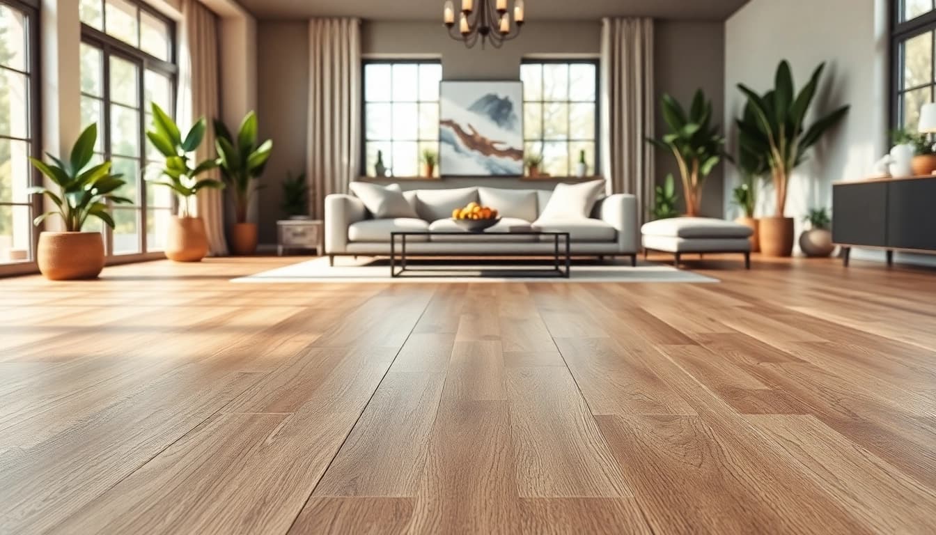 Stunning luxury vinyl plank flooring enhances the elegance of a modern living room design.