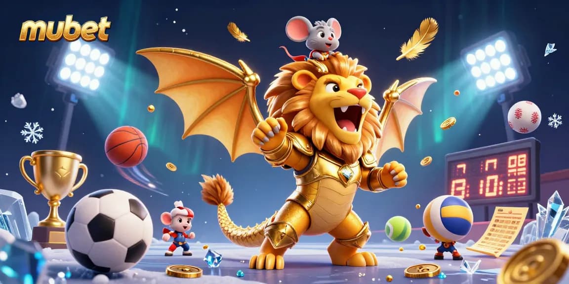 Engage with mubet's thrilling atmosphere, featuring a triumphant chimera and sports elements.
