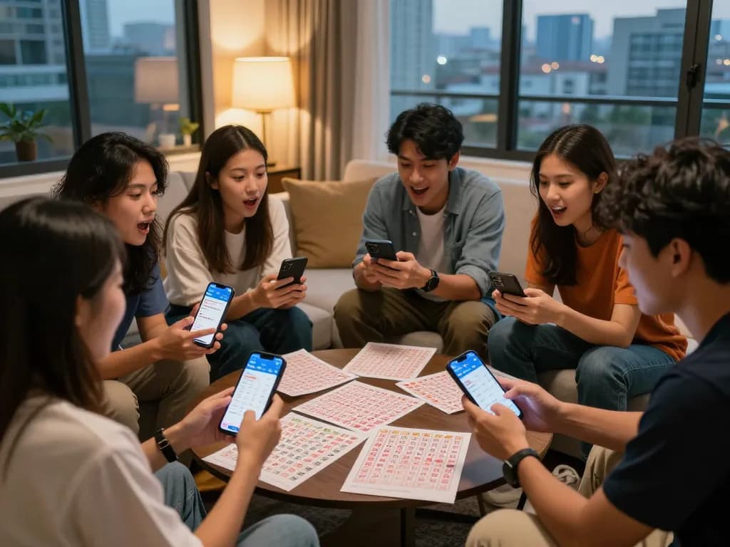 Group discussing Data HK lottery predictions in a cozy living room.
