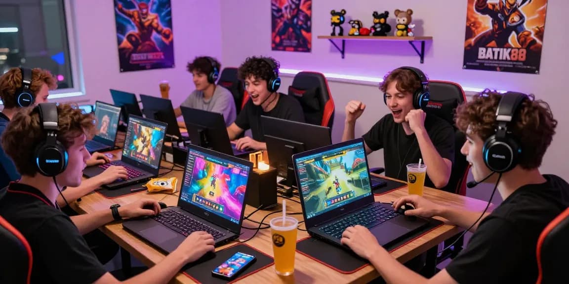 Pengalaman bermain online di BATIK88 dengan pemain terlibat dalam permainan, menunjukkan perangkat gaming yang beragam.