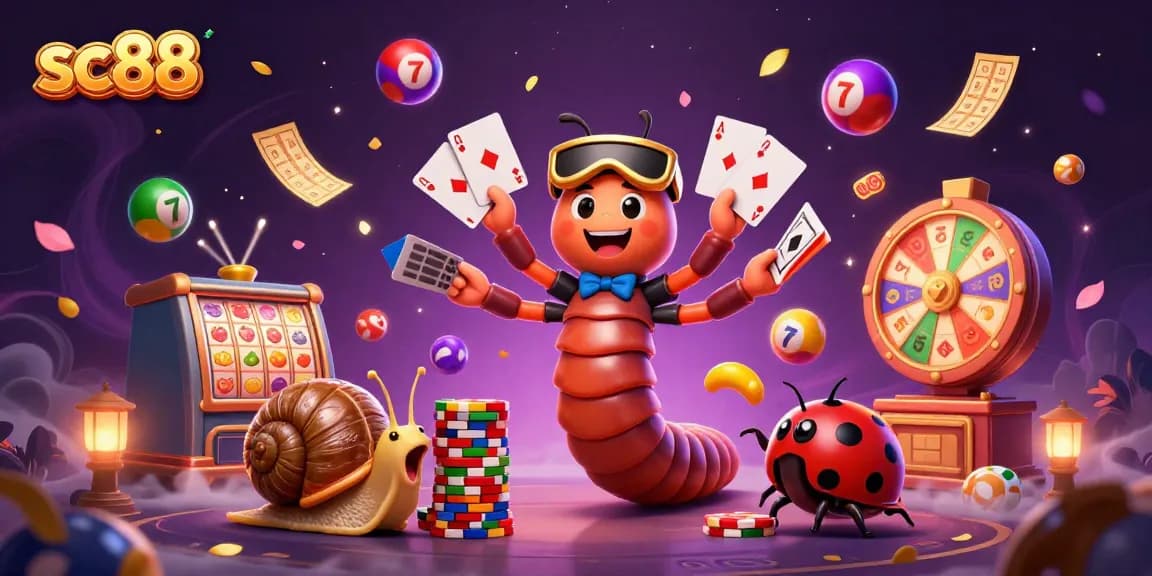 Experience excitement with sc88's colorful casino scene featuring a lively dealer and players.
