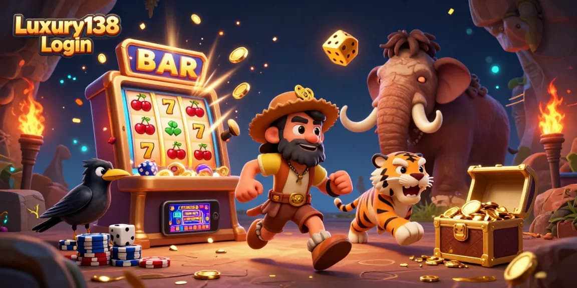 Engage with the thrilling Luxury138 Login experience, featuring dynamic gaming elements and exciting casino scenes.