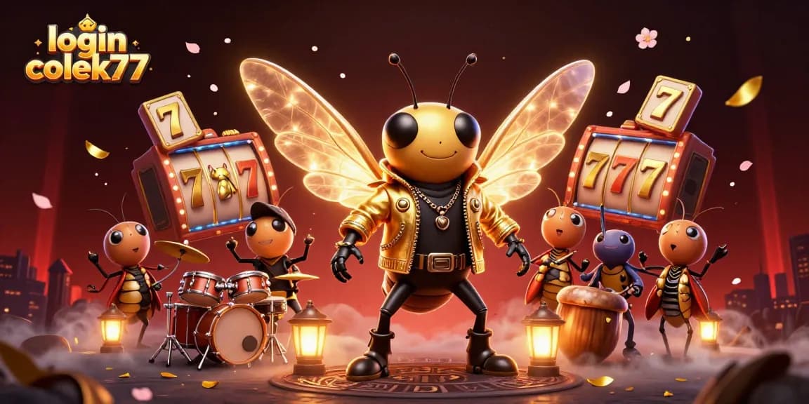 Engage with login colek77 as the cicada rock star performs amidst slot game excitement.