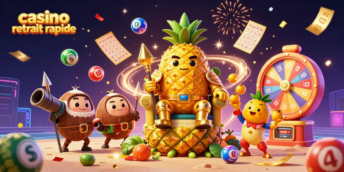 Vivez l'expérience de casino retrait rapide avec notre illustration colorée et festive, mettant en scène des personnages ludiques.