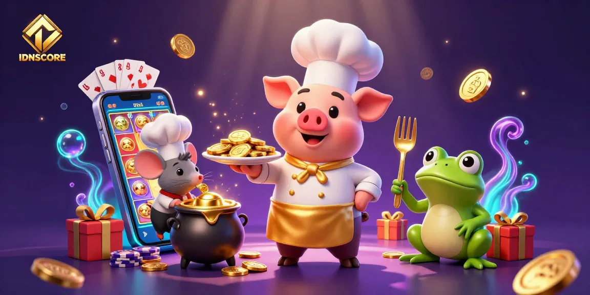 Engage with IDNSCORE's exciting virtual entertainment featuring dynamic casino elements and vibrant characters.