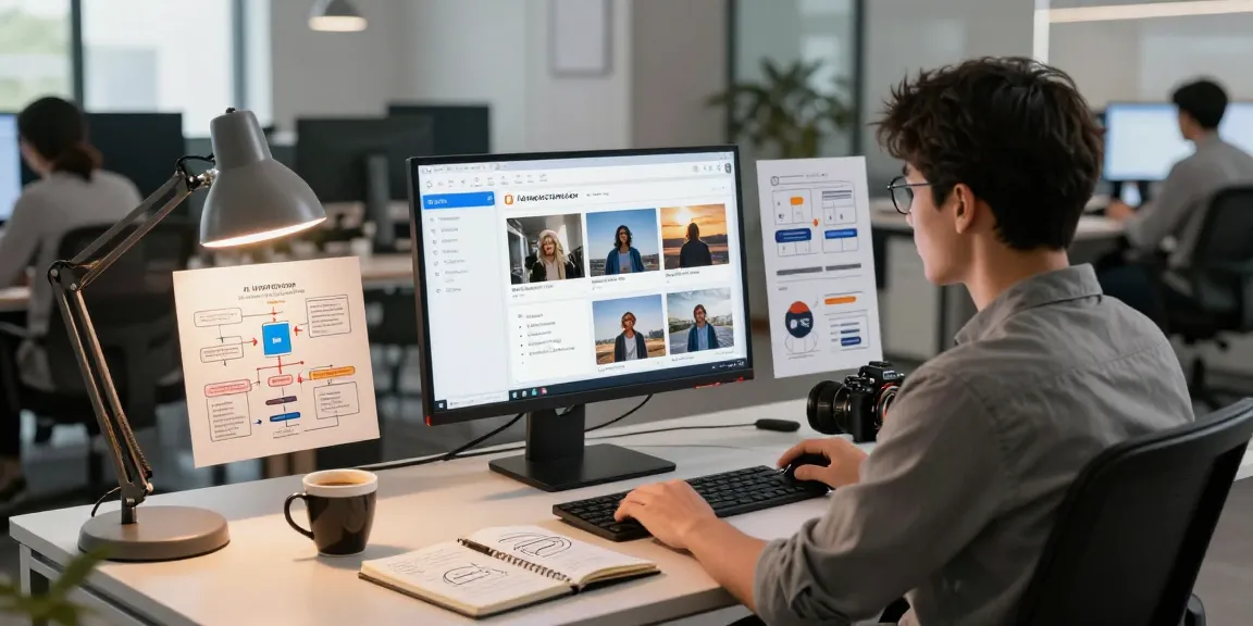 AI image checker tool interface on monitor in innovative tech workspace