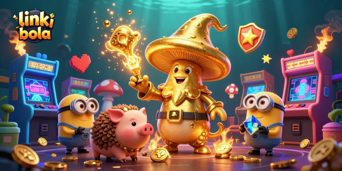 Bet using link judi bola with golden wizard magic, energized gaming elements, and vibrant treasures.