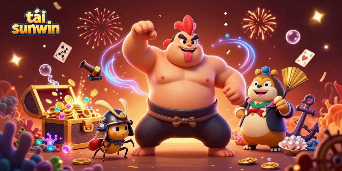 Tải sunwin app, engage in thrilling gaming in this lively sumo wrestling scene with dynamic elements.