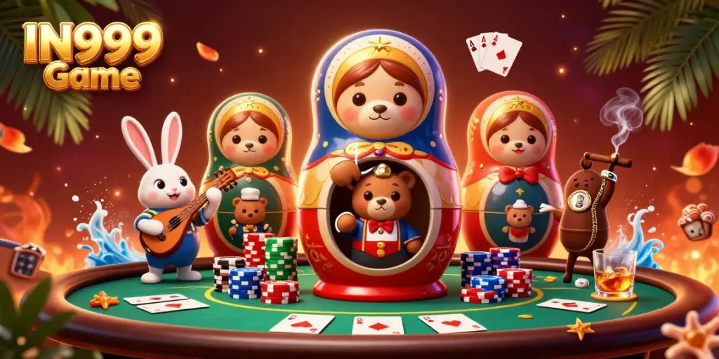 Experience the thrill of gaming with the IN999 Game, showcasing a vibrant casino scene.