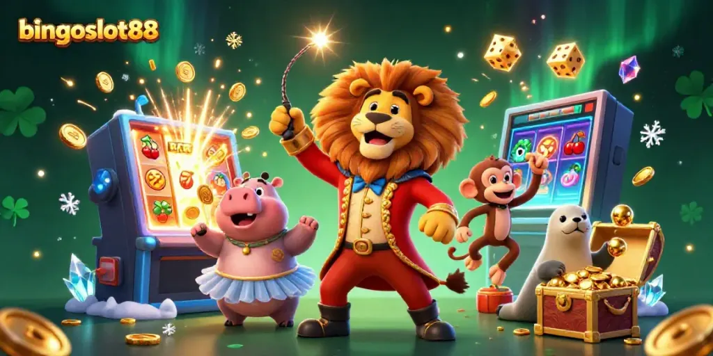 Menangkan jackpot dengan bingoslot88 dalam ilustrasi kasino yang menarik dan penuh warna.
