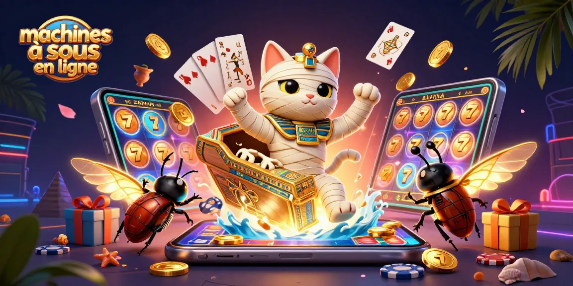 Venez découvrir les machines à sous en ligne avec cette illustration captivante de jeu et de gains.