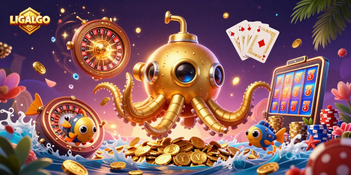 LIGALGO elevates excitement as the golden kraken submarine and mechanical fish charge through a sea of coins.