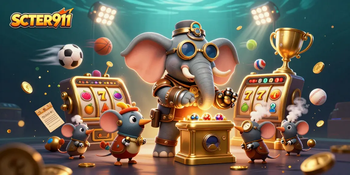 Engage with SCATTER911 gaming fun through intricate 3D elements representing gambling excitement.