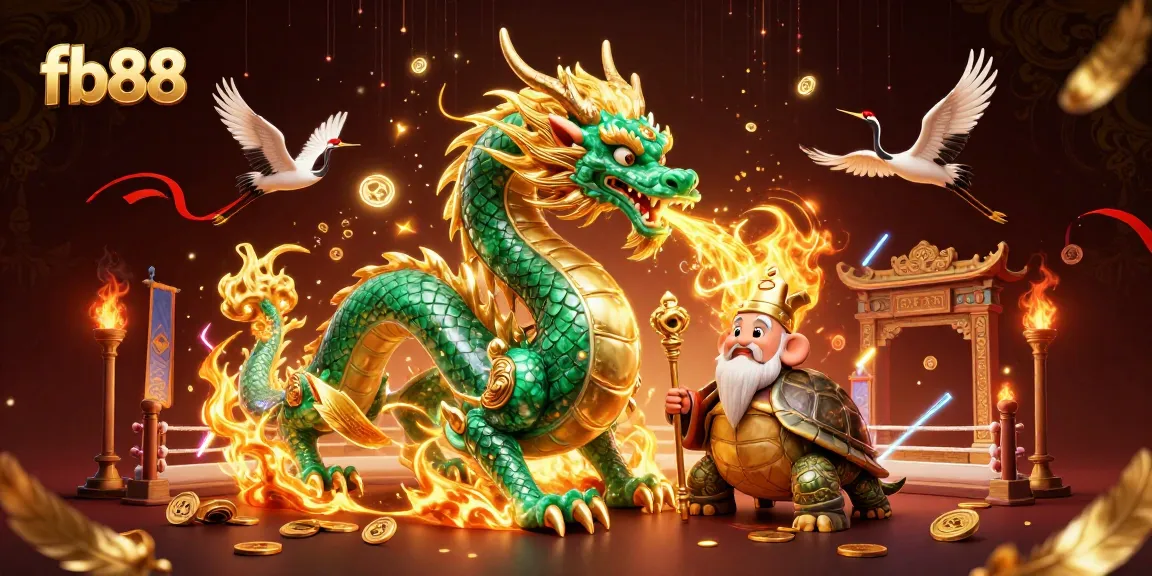 Experience epic wins at fb88 with a scene featuring a majestic dragon and lucky symbols.