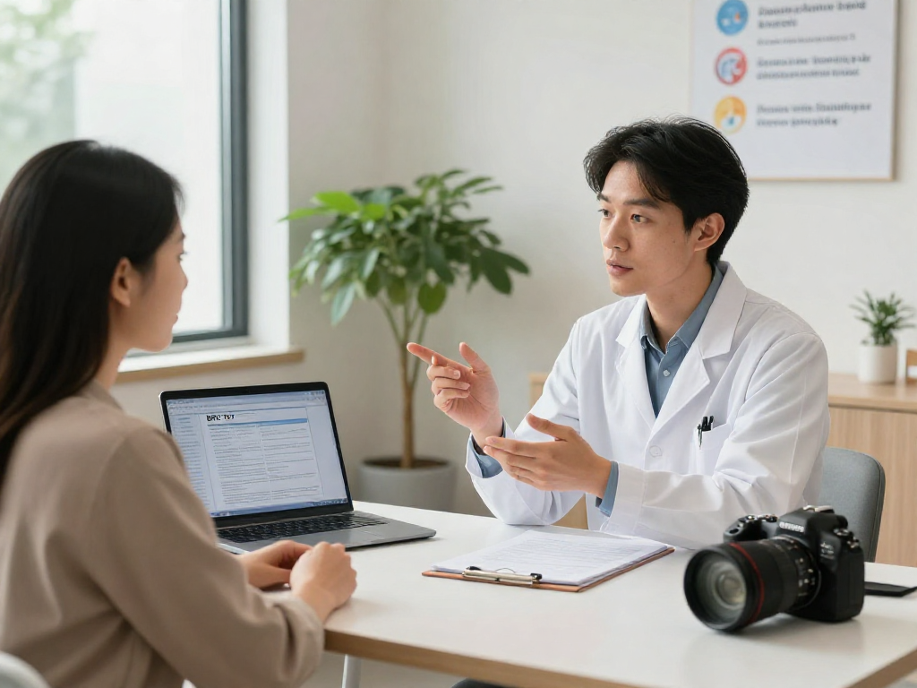BPC 157 side effects discussed in a modern wellness clinic with healthcare professional and patient.