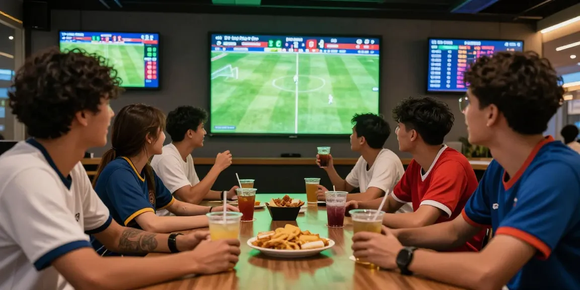 Diverse group enjoying football with Kèo Bóng Đá Hôm Nay betting odds displayed.