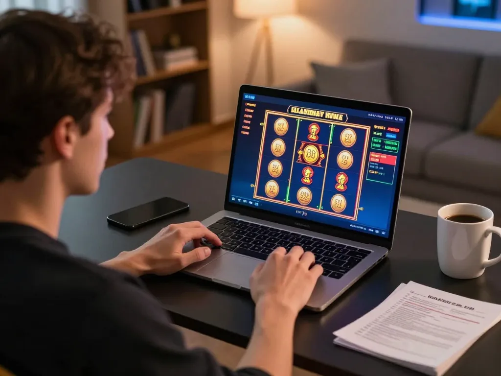 Engaging online slot gacor hari ini gaming session showcasing a player focused on strategy.