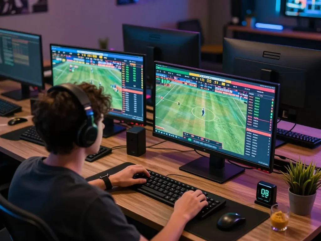 O8 user actively placing sports bets online in a modern gaming setup with live odds.