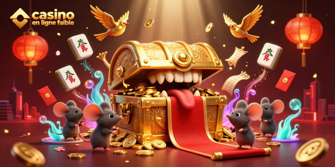 Jouez dans un casino en ligne fiable avec une illustration d'un coffre au trésor et des éléments de jeu captivants.