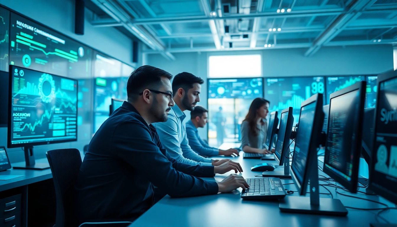 EORMC team collaborating on blockchain solutions in a modern workspace.