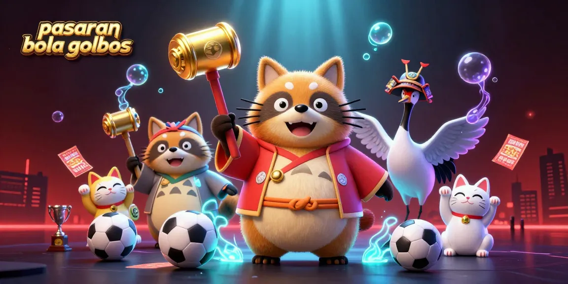 Bet on pasaran bola golbos with cheerful characters and vibrant sports elements in a dynamic scene.