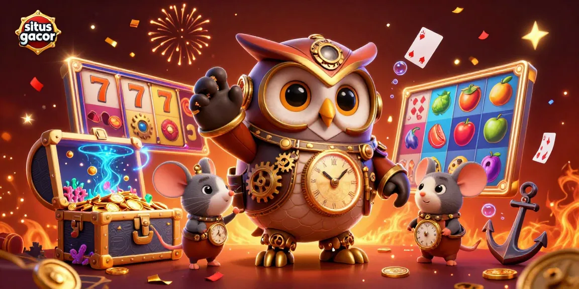 Experience thrilling slot games at situs gacor with vibrant slot reels and sparkling treasures.