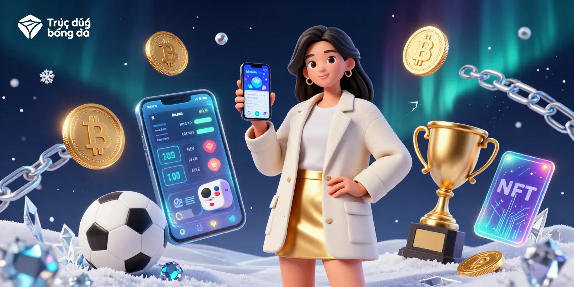 Experience Trực tiếp bóng đá with stunning visuals and a sports betting app in a dynamic 3D illustration.