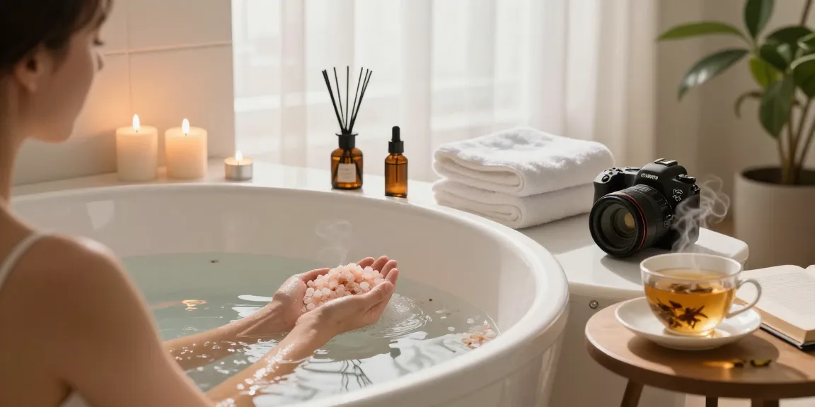 Buy Ivory Wave Ultra in a serene spa setting with bath salts and candles for relaxation.