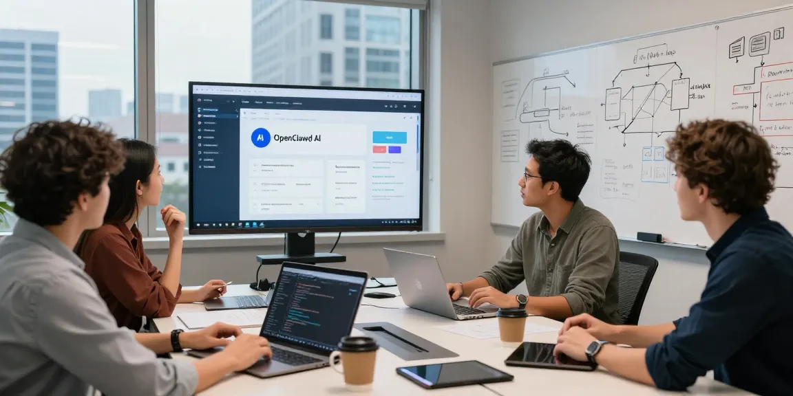 Team collaboration using OpenClawd AI to enhance productivity in modern workspace.