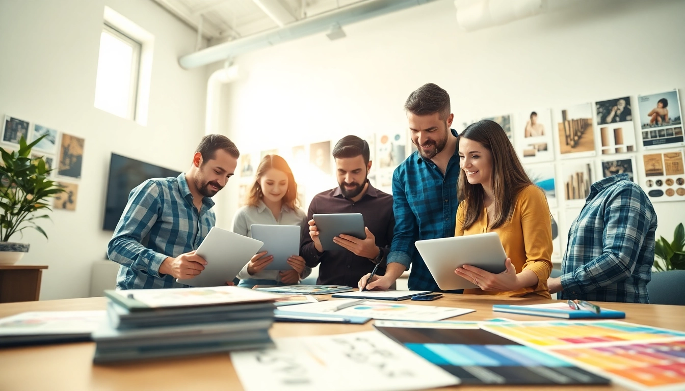 Design teams at https://bestdesignersintheworld.com/ brainstorming creative ideas in a vibrant studio.