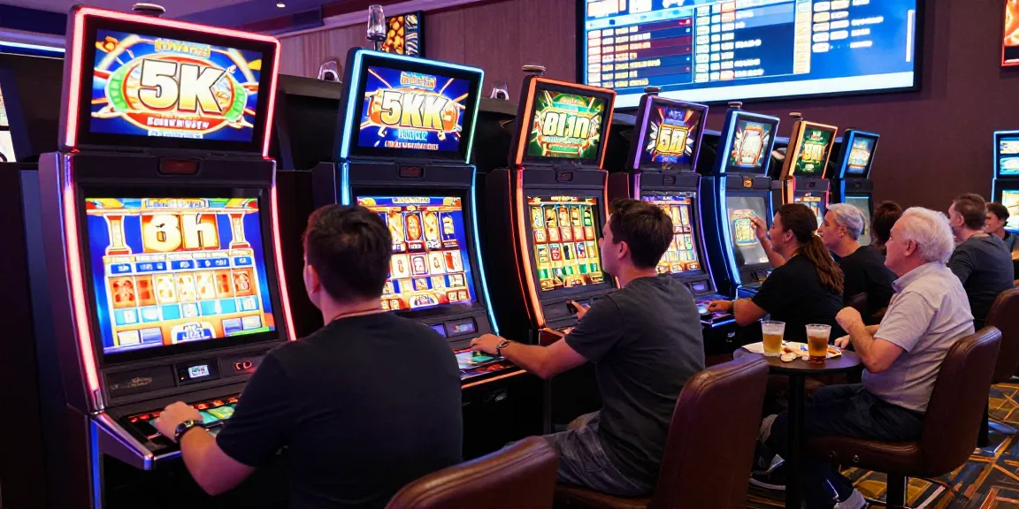 Players engaging with thrilling slot modal 5k games in a lively casino atmosphere.
