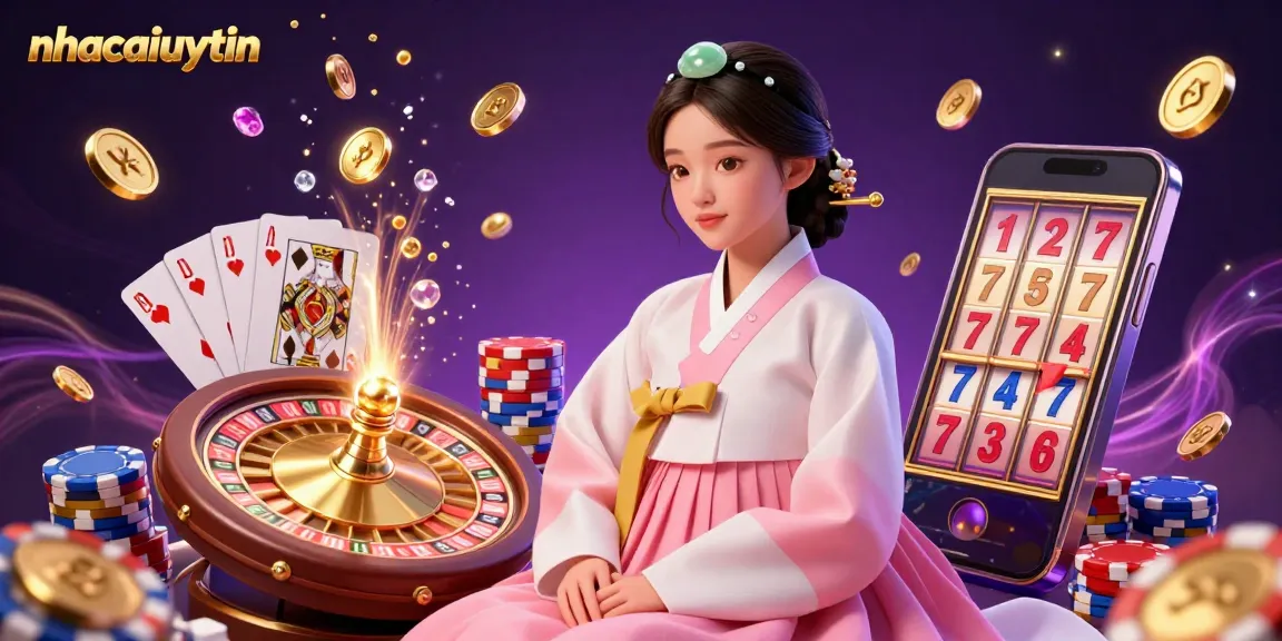 Experience the thrill with nhacaiuytin at a vibrant 3D casino scene featuring games and elegance.