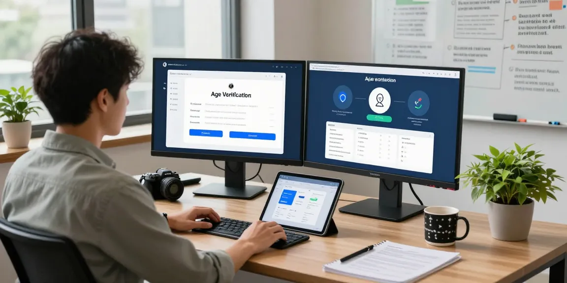 Age verification system interface displayed on a modern workstation showing compliance features and user-friendly design.