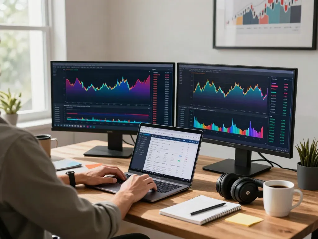 Dynamic trading workspace showing TradingView analytics and charts
