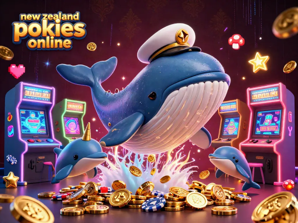 Experience the thrill of new zealand pokies online with this vibrant 3D illustration showcasing iconic casino elements.