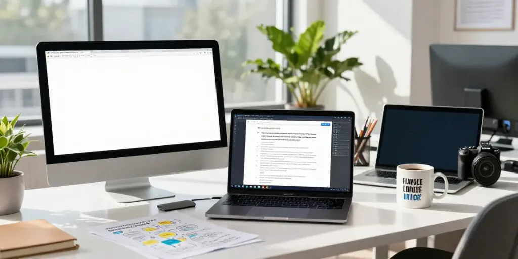 Workspace featuring AI tools for how to articles, highlighting a content creator's writing process.
