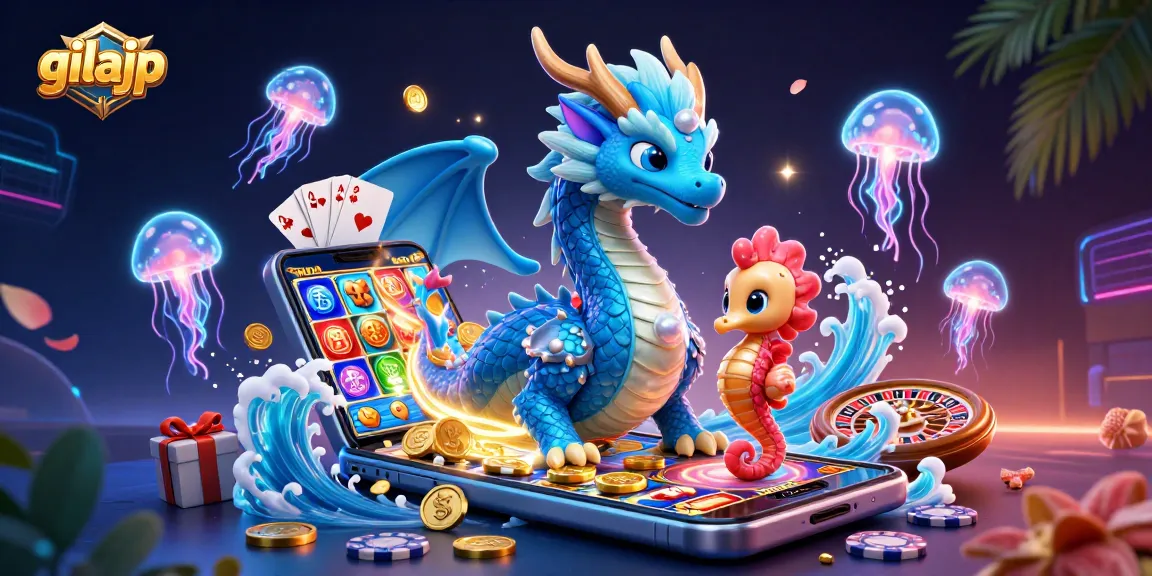 Play thrilling slot games with gilajp's vibrant underwater characters and casino elements.