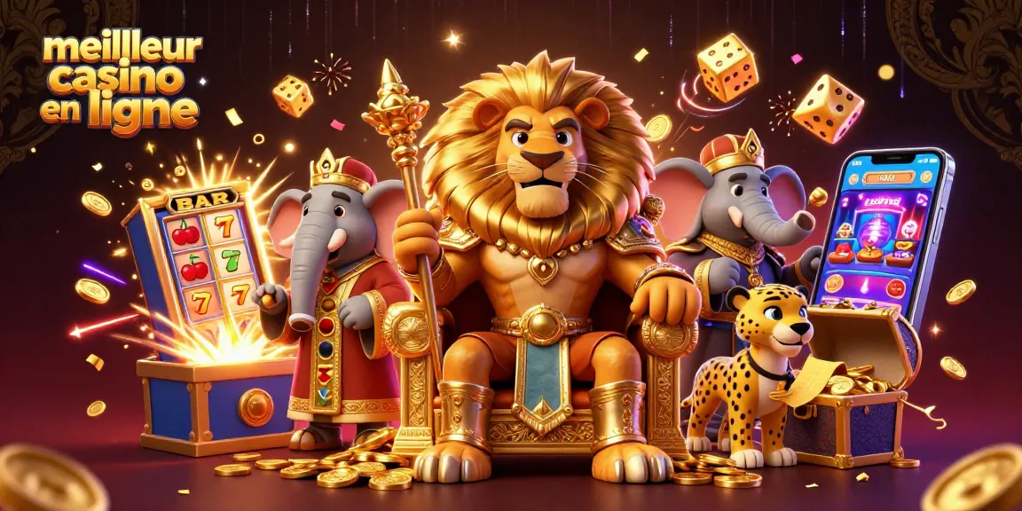 Vivez le frisson du meilleur casino en ligne avec une scène dynamique mettant en vedette un roi lion et des éléments de jeu passionnants.