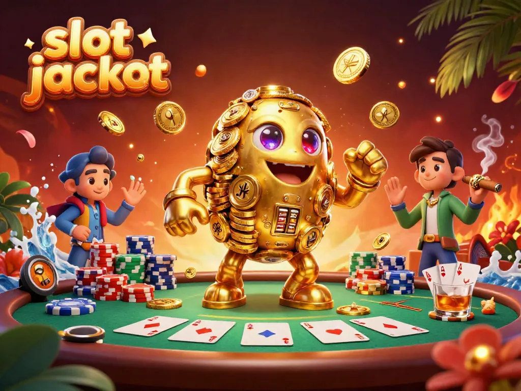 Engage in thrilling gameplay with slot jackpot symbols amidst vibrant casino elements.